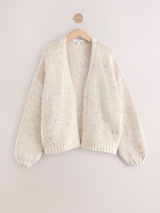 Ecru Neppy Soft Touch Chunky Knit Cardigan With Wool - Image 7 of 10