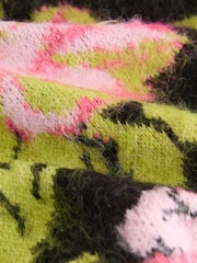 Black Multi Brushed Floral Pattern Knitted Cardigan - Image 8 of 8