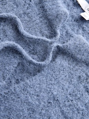 Chambray Blue Tie Neck Heart Button Cardigan - Image 8 of 8