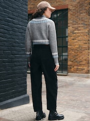 Grey Multi Argyle Zip Up Knitted Bomber Cardigan - Image 2 of 8