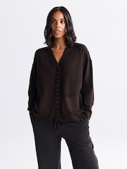 Chocolate Brown Supersoft V-Neck Cardigan With Pockets - Image 1 of 8