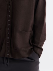 Chocolate Brown Supersoft V-Neck Cardigan With Pockets - Image 5 of 8