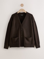 Chocolate Brown Supersoft V-Neck Cardigan With Pockets - Image 6 of 8