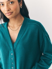 Teal Blue Supersoft V-Neck Cardigan With Pockets - Image 10 of 14