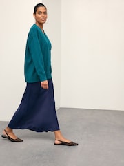 Teal Blue Supersoft V-Neck Cardigan With Pockets - Image 2 of 14