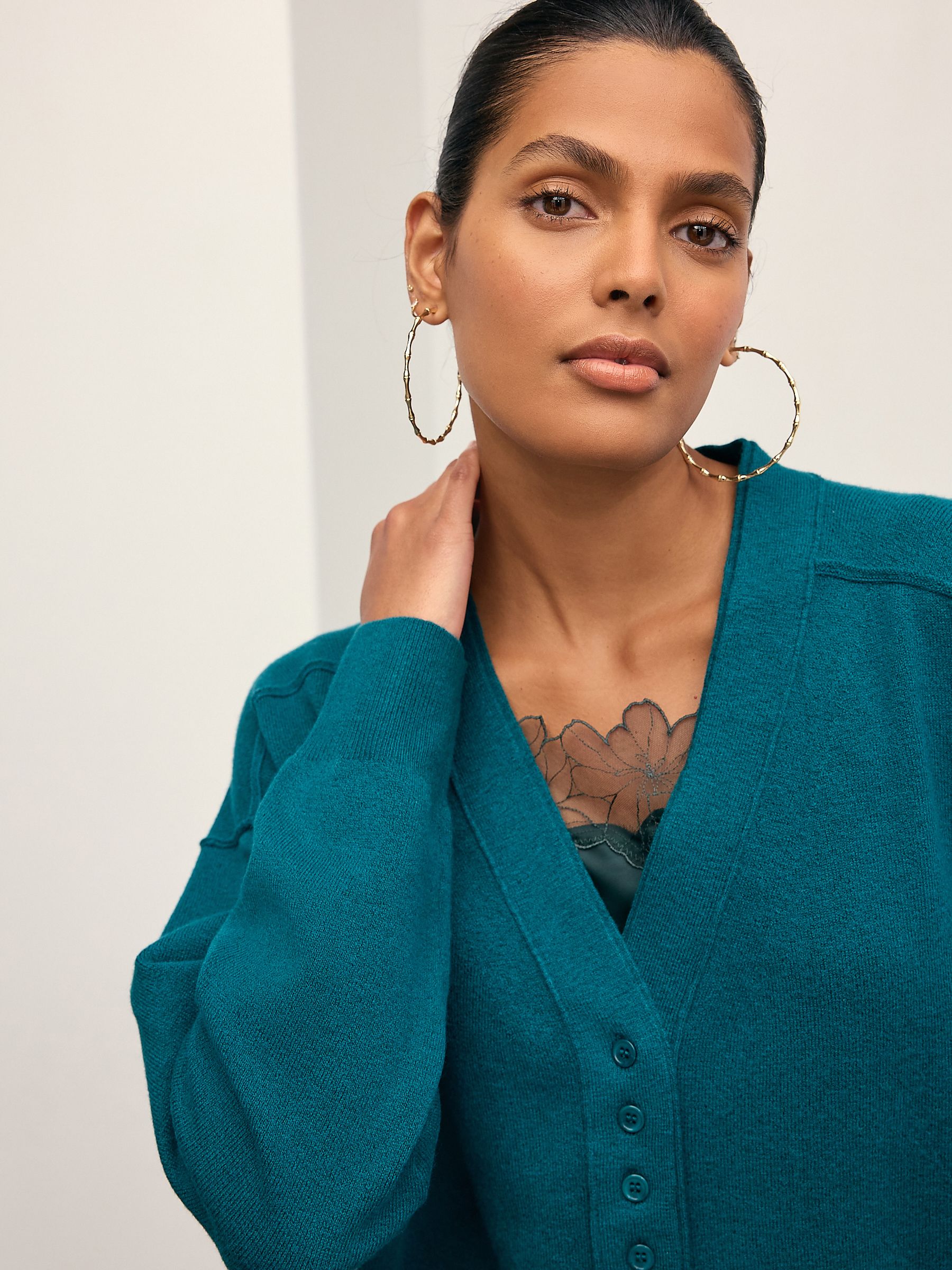 Buy Teal Blue Supersoft V-Neck Cardigan With Pockets from the Next