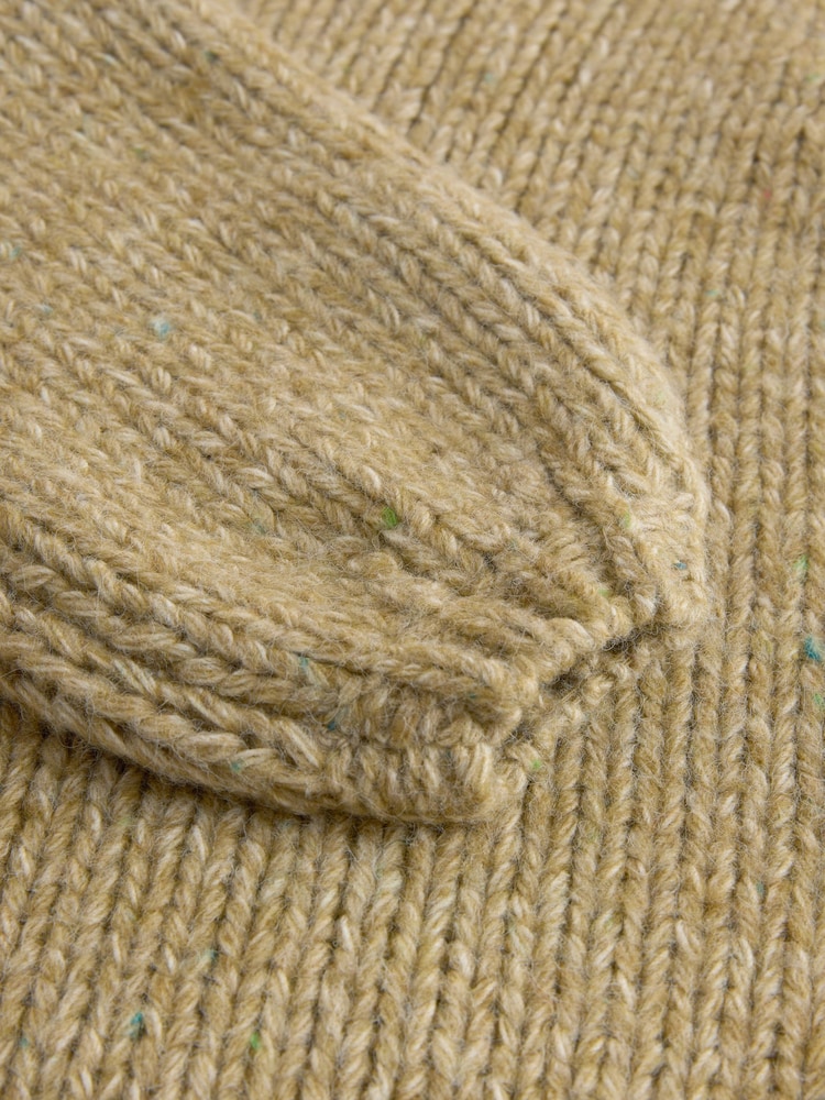 Olive Green Neppy Soft Touch Chunky Knit Cardigan With Wool - Image 7 of 7