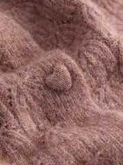 Blush Pink Tie Neck Heart Button Cardigan - Image 8 of 8