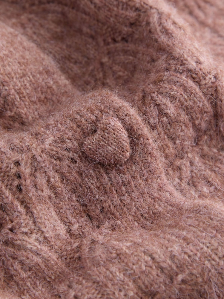 Blush Pink Tie Neck Heart Button Cardigan - Image 8 of 8