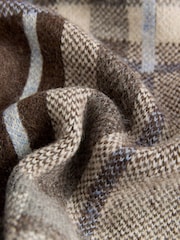 Brown Check Knitted Zip Bomber Jacket With Wool - Image 3 of 3
