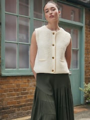 Ecru Boucle Knitted Gilet With Wool - Image 1 of 7