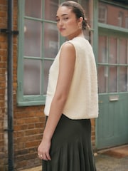 Ecru Boucle Knitted Gilet With Wool - Image 3 of 7
