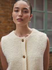Ecru Boucle Knitted Gilet With Wool - Image 4 of 7