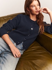 Green/Blue Crew Neck Knitted Cardigan - Image 1 of 8