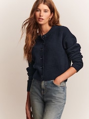 Green/Blue Crew Neck Knitted Cardigan - Image 2 of 8