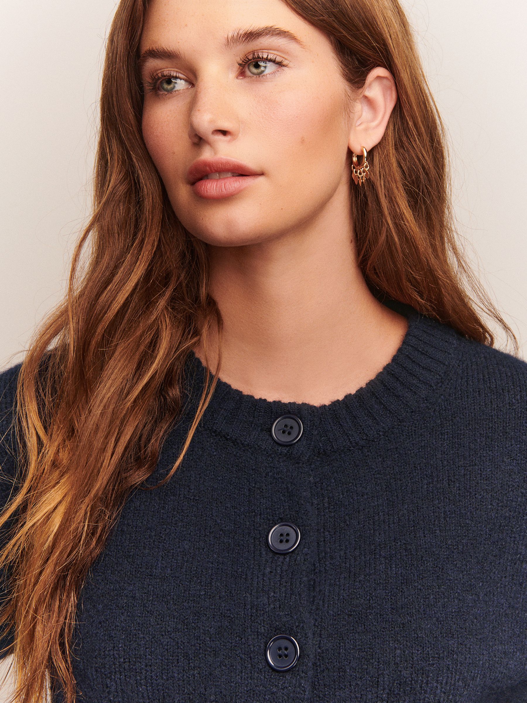 Buy Navy Blue Crew Neck Knitted Cardigan from Next Japan