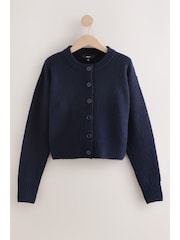 Green/Blue Crew Neck Knitted Cardigan - Image 6 of 8
