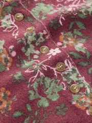 Berry Red Floral Print Slim Super Soft Crew Neck Cardigan with Wool - Image 8 of 8