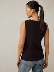 Chocolate Brown Smart V-Neck Knitted Waistcoat - Image 3 of 8