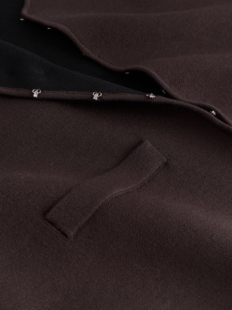Chocolate Brown Smart V-Neck Knitted Waistcoat - Image 8 of 8
