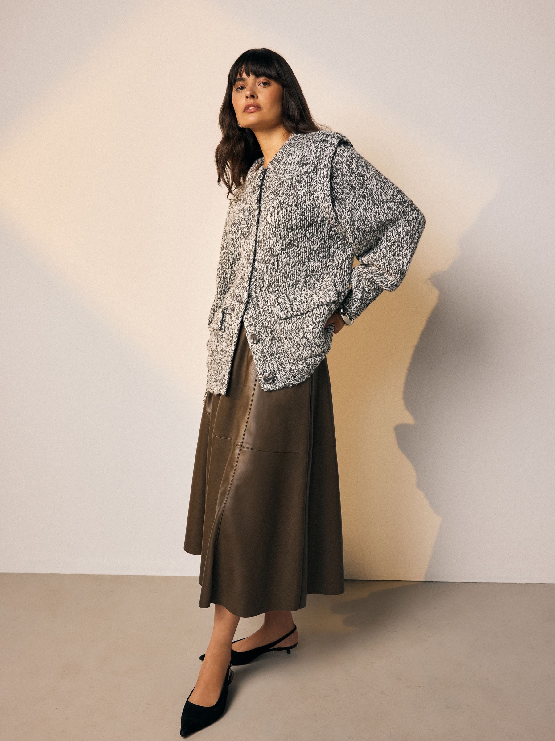 Buy Monochrome Shoulder Padded Twist Knit Cardigan from Next Romania