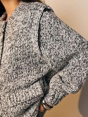 Monochrome Shoulder Padded Twist Knit Cardigan - Image 5 of 9