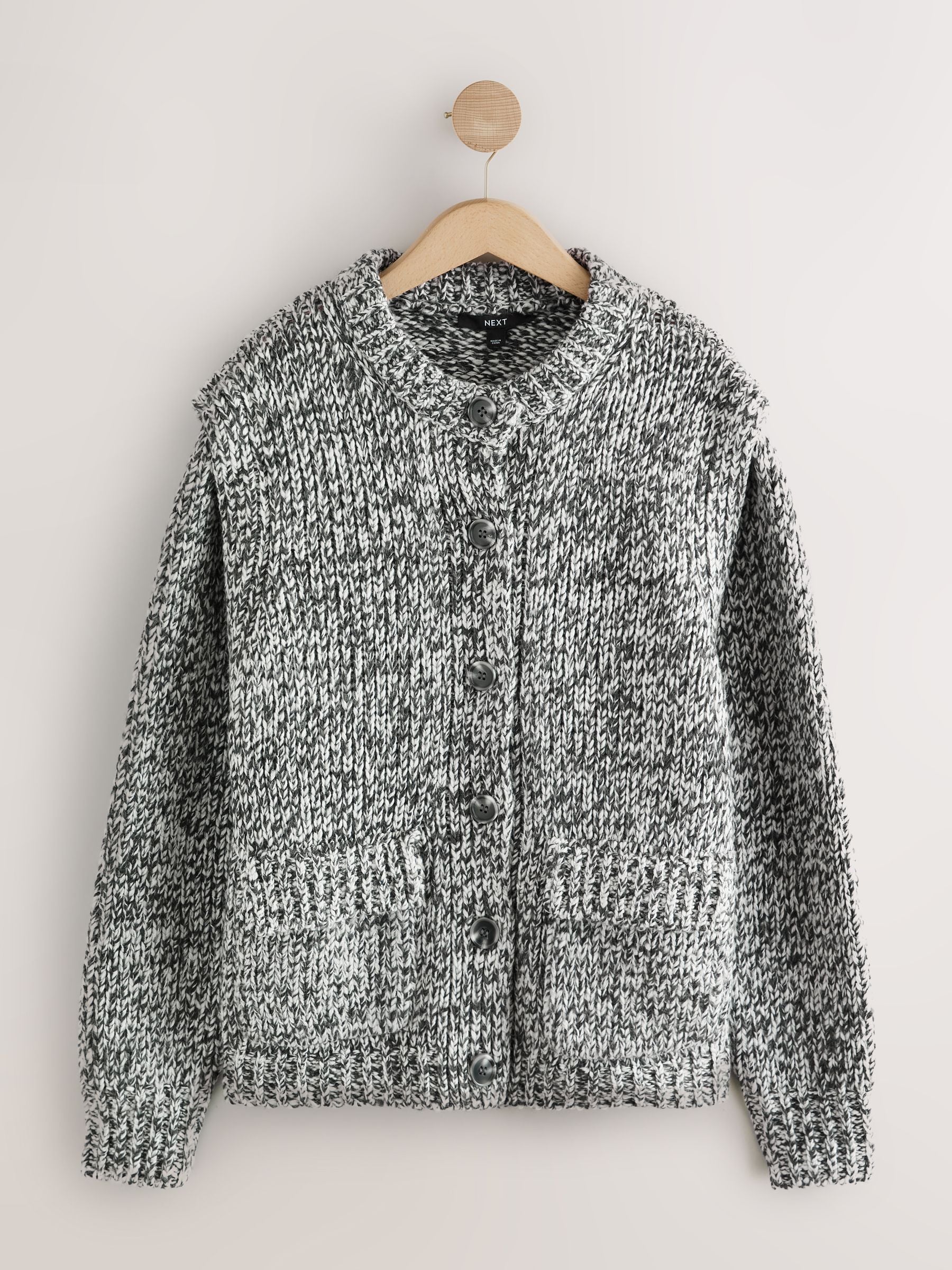 Buy Monochrome Shoulder Padded Twist Knit Cardigan from Next Romania