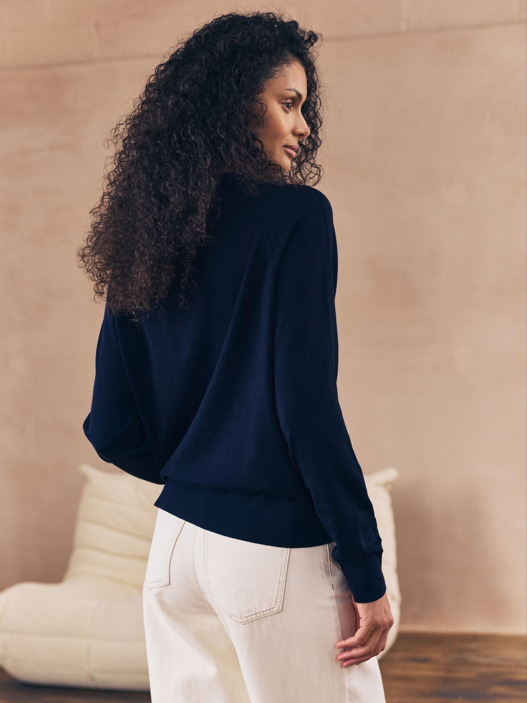 Buy Navy Blue Soft Touch V-Neck Cotton Rich Button Up Cardigan