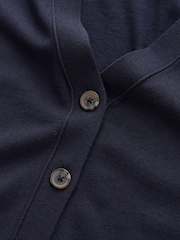 Navy Blue Soft Touch V-Neck Cotton Rich Button Up Cardigan - Image 6 of 7