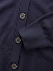 Navy Blue Soft Touch V-Neck Cotton Rich Button Up Cardigan - Image 7 of 7