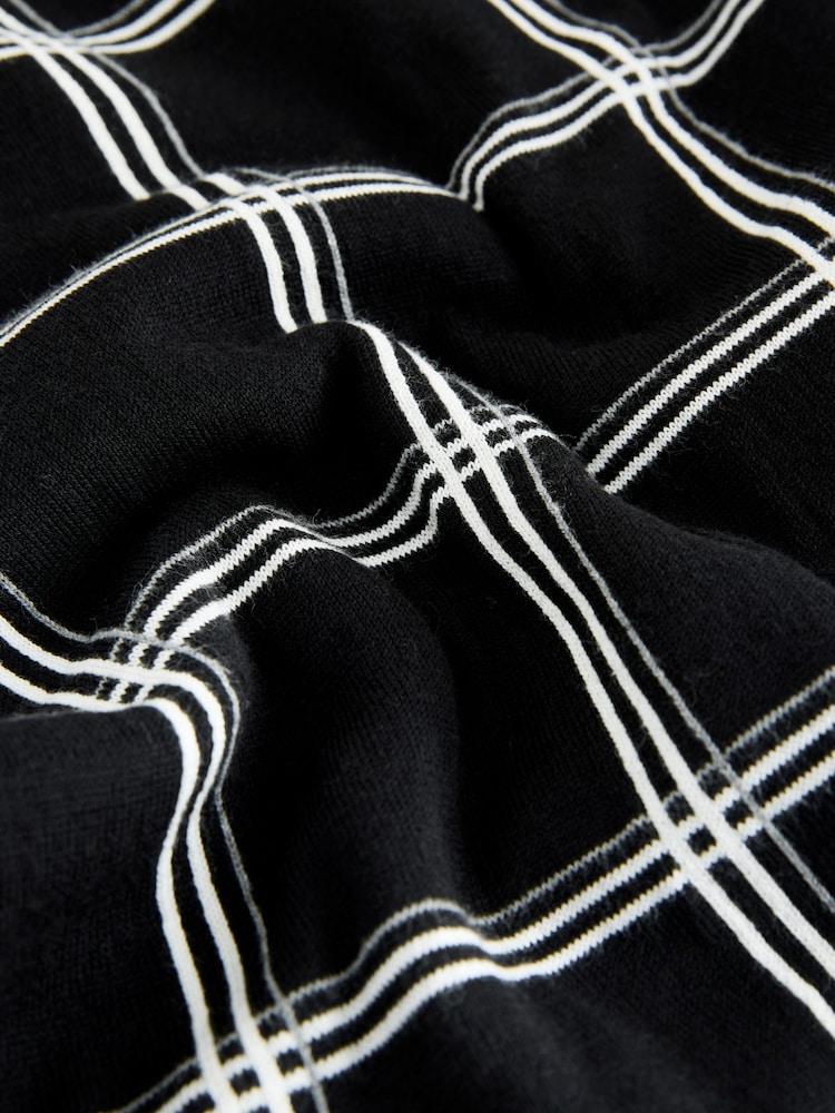 Mono Check Soft Touch Cotton Rich Pocket Front Cardigan - Image 2 of 3 Mono Check Soft Touch Cotton Rich Pocket Front Cardigan - Image 2 of 3