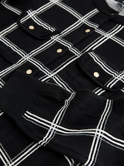 Mono Check Soft Touch Cotton Rich Pocket Front Cardigan - Image 3 of 3