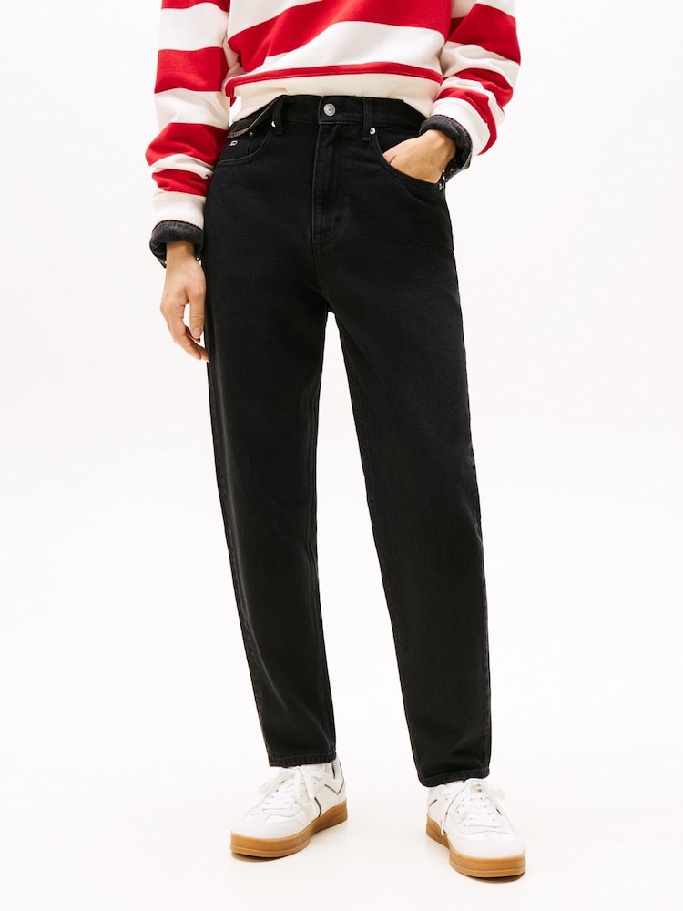 Tommy Hilfiger Black Mom Tapered Leg Jeans - Image 1 of 5