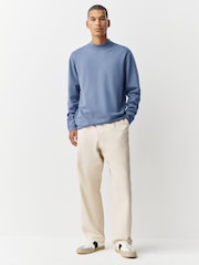 Blue Regular Fit Premium Feel High Crew Neck Jumper - Image 2 of 7