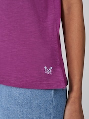 Crew Clothing Company Pink Slub V-Neck 100% Cotton T-Shirt - Image 4 of 5
