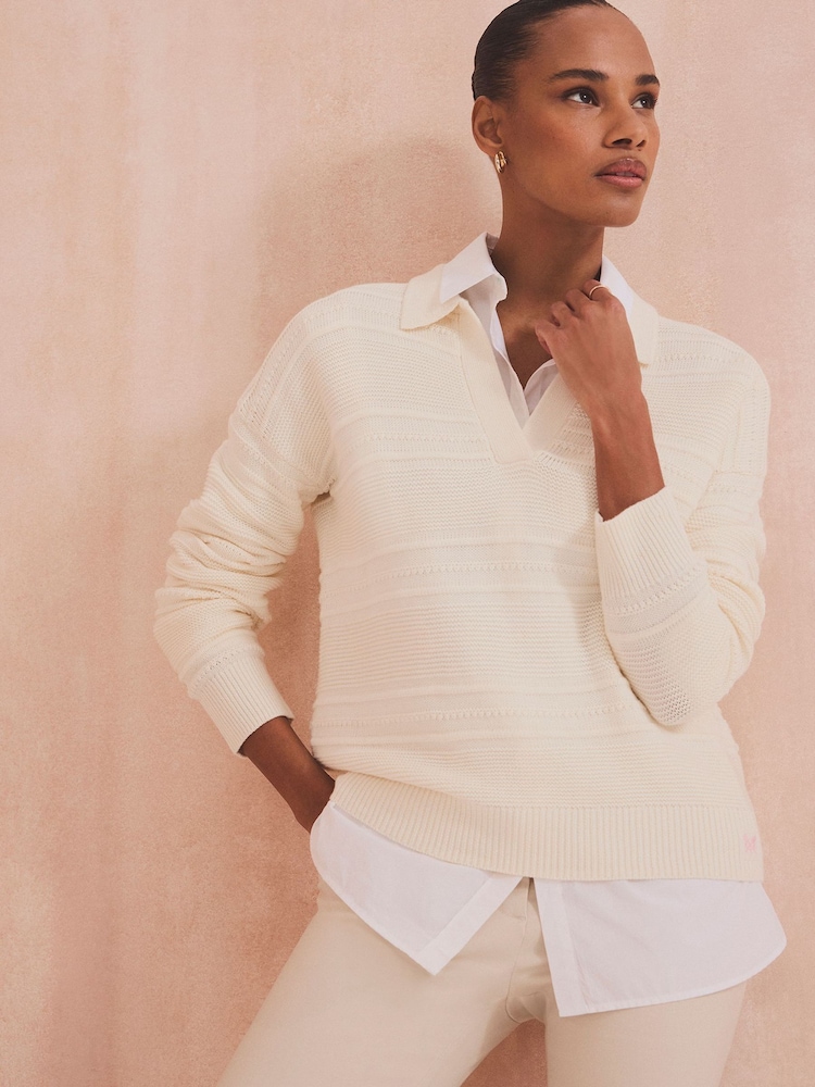 Crew Clothing Company White Tali Collared Jumper - Image 1 of 8