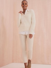 Crew Clothing Company White Tali Collared Jumper - Image 3 of 8