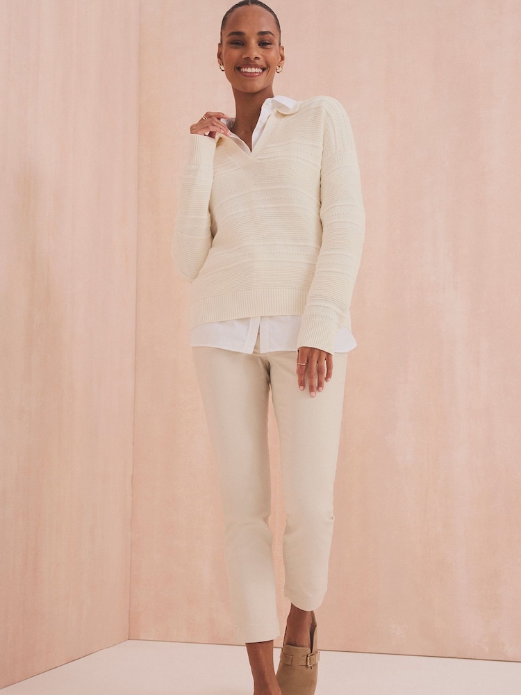 Crew Clothing Company White Tali Collared Jumper - Image 3 of 8