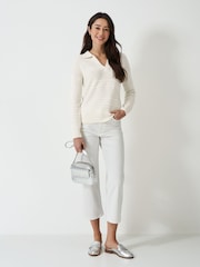 Crew Clothing Company White Tali Collared Jumper - Image 6 of 8