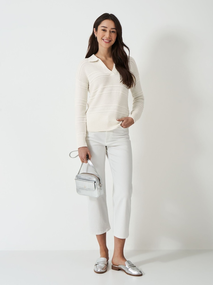 Crew Clothing Company White Tali Collared Jumper - Image 6 of 8