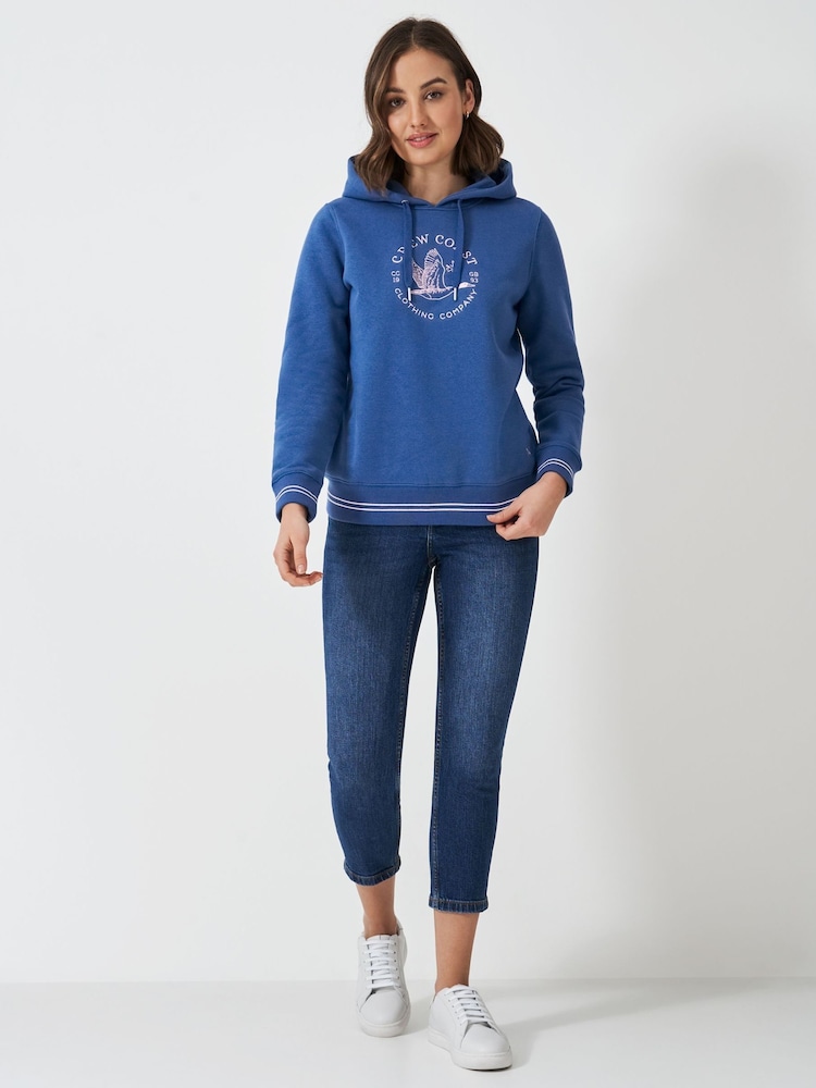 Crew Clothing Company Blue Supersoft Graphic Hoodie - Image 2 of 5