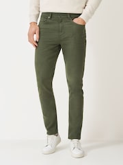 Crew Clothing Company Green 5 Pocket Overdyed Denim Jeans - Image 3 of 5