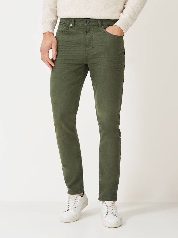 Crew Clothing Company Green 5 Pocket Overdyed Denim Jeans - Image 3 of 5