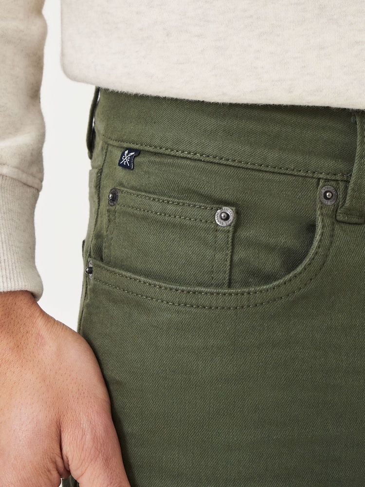 Crew Clothing Company Green 5 Pocket Overdyed Denim Jeans - Image 4 of 5