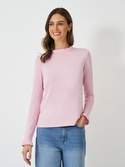 Crew Clothing Company Pink Frill Collar Layering Top - Image 1 of 5