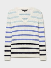 Crew Clothing Light Blue Heritage Cable V-Neck Jumper - Image 5 of 5