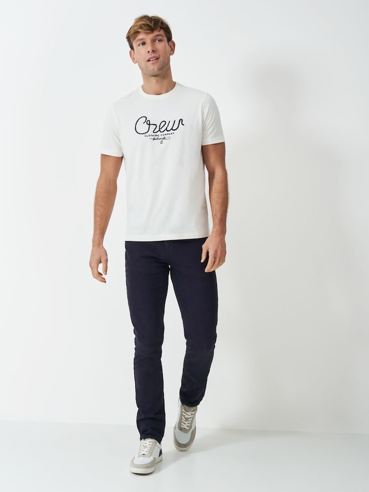 Crew Clothing Company Blue 5 Pocket Overdyed Denim Jeans - Image 1 of 5