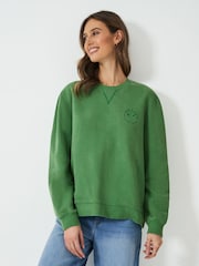 Crew Clothing Green Pigment Dyed Crew Neck Sweatshirt - Image 1 of 5