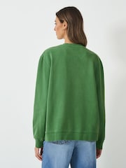 Crew Clothing Green Pigment Dyed Crew Neck Sweatshirt - Image 2 of 5