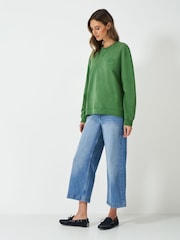 Crew Clothing Green Pigment Dyed Crew Neck Sweatshirt - Image 3 of 5